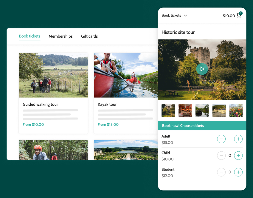 Beyonk's tour booking system view on mobile and desktop